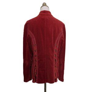 LUII Anthropologie Victorian Style Corduroy Jacket Women's Size XL Rust Snap